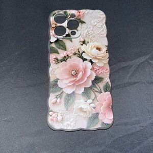 Floral Pink Rose Lace iPhone 16 Pro Max Case